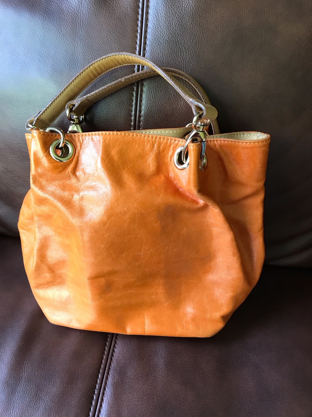 Maurizio Taiuti Orange Leather Bag made in Italy